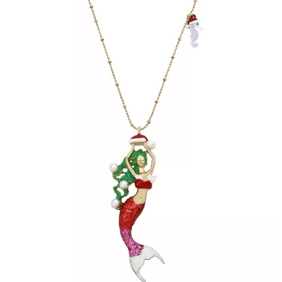 Betsey Johnson Christmas Mermaid Necklace - Picture 3 of 3